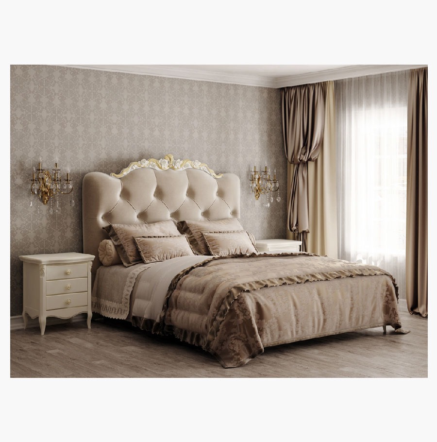 Кровать 1,8 Romantic Gold с мягким изголовьем R718D-1